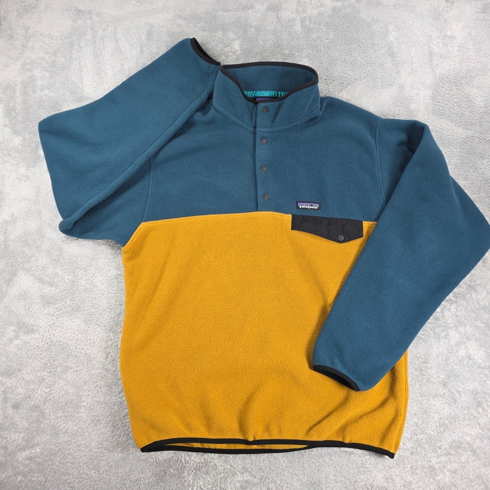 Patagonia Synchilla Snap-T Fleece Pullover Blue Yellow Large Gorpcore